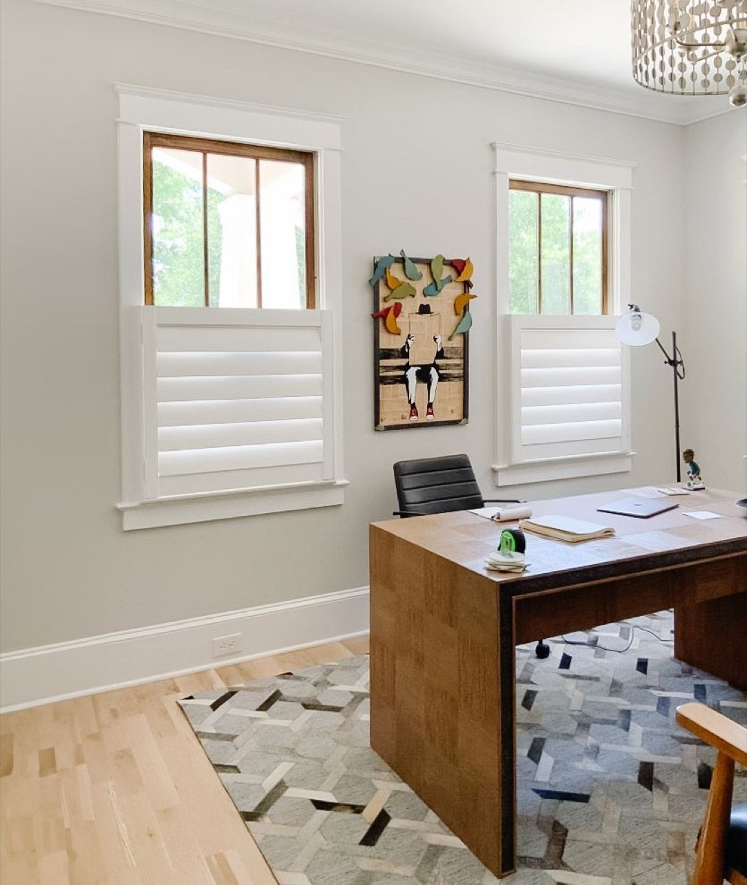Café shutters with 4-inch louvers